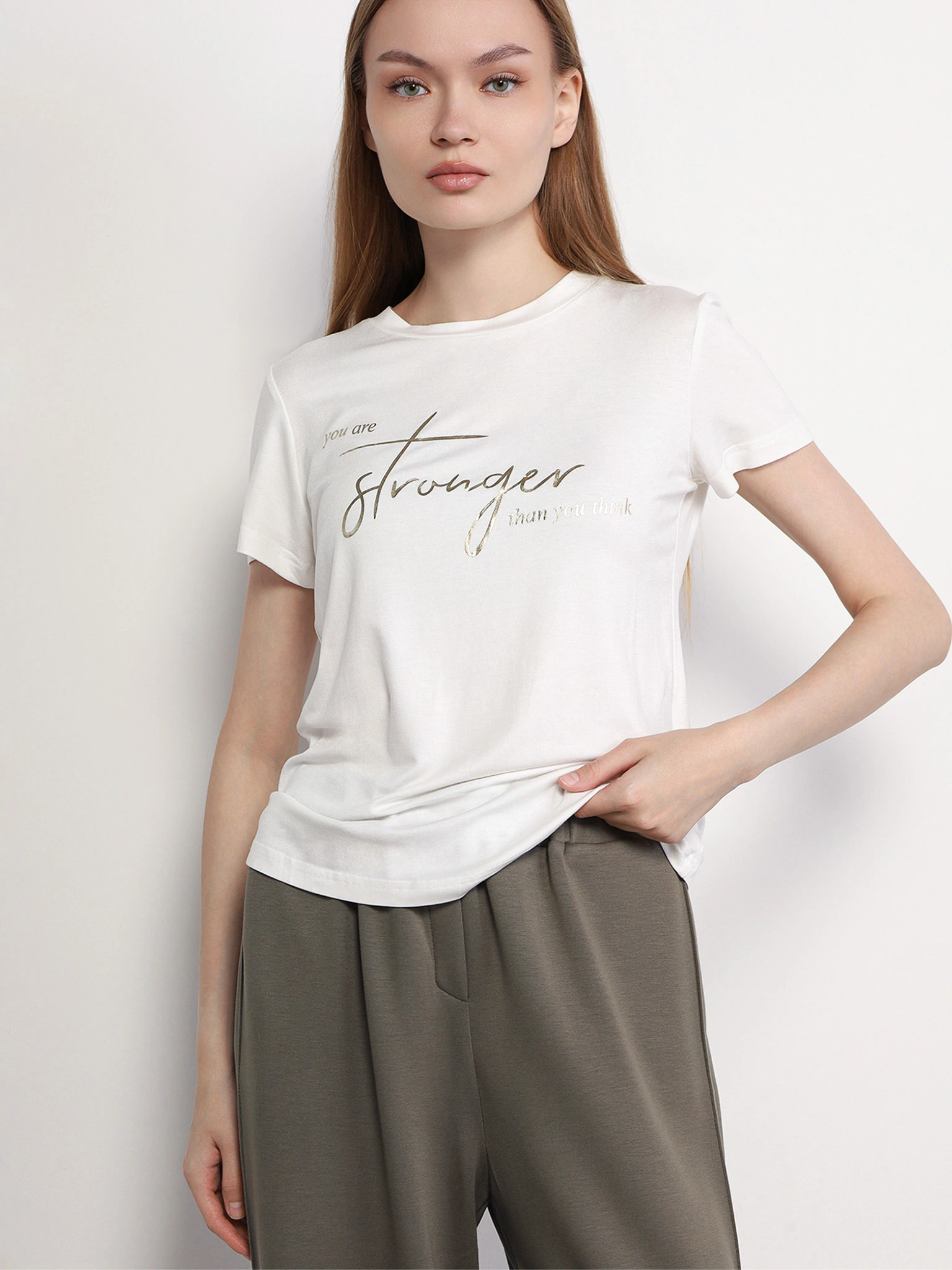 Футболка из смесовой вискозы с надписью